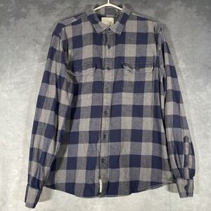 Lucky Brand Plaid Flannel Men's Size L Blue Gray Sportswear Western